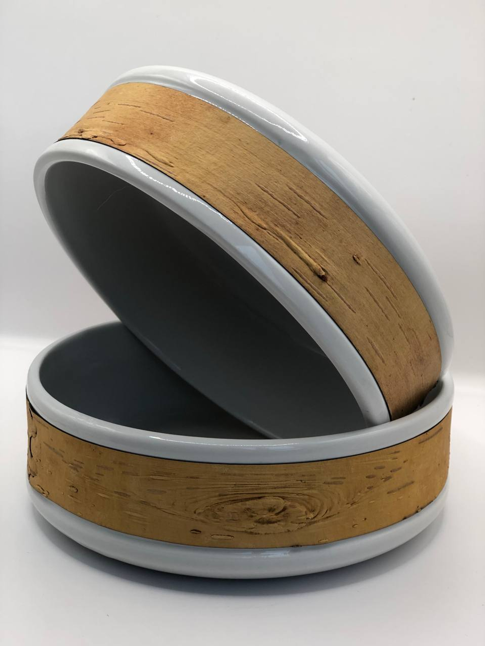 Пиала фарфоровая с берестой. Коллекция Бревно