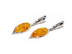 Серьги из серебра 925 с натуральным желтым янтарем