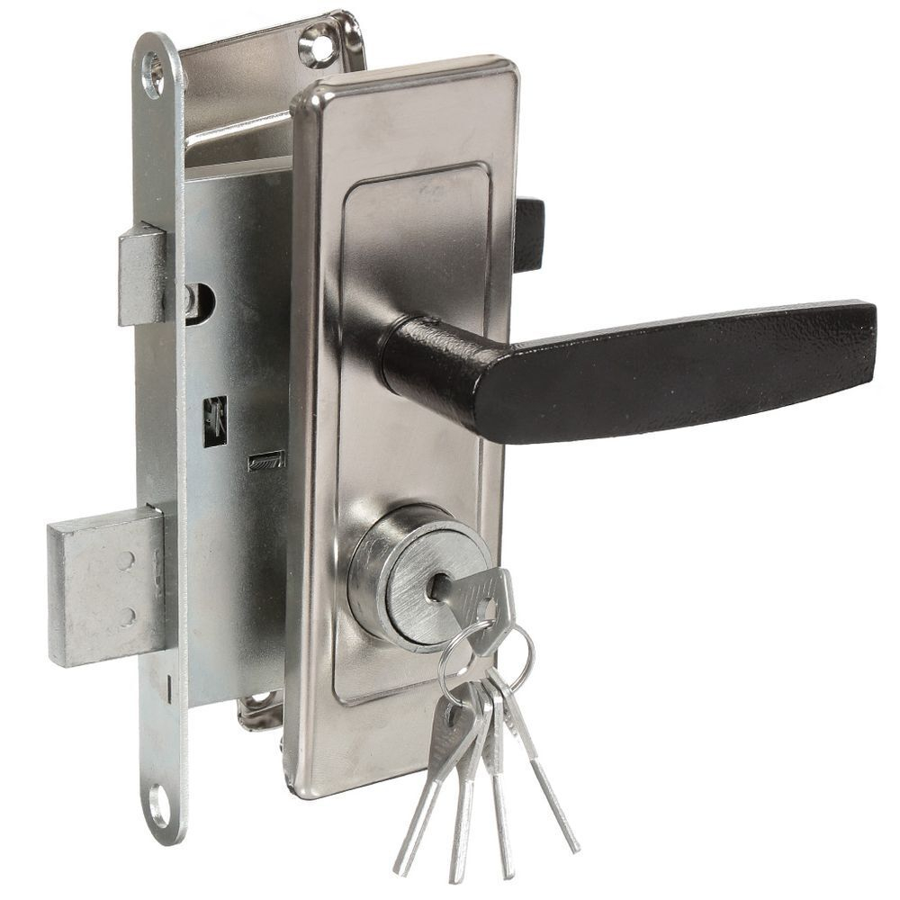 Замок врезной Зенит, ЗВ4Д, 00-00006651, ручка в комплект, цилиндровый, никель