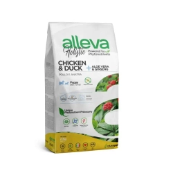 Alleva holistic puppy/junior chicken & duck mini сухой корм для щенков и юниоров с курицей и уткой, алое вера и женьшенем - 2 кг