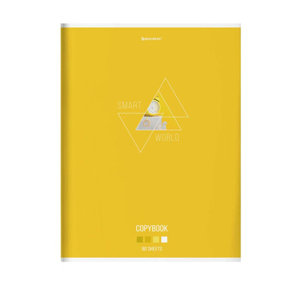 Тетрадь А4, 80 л., BRAUBERG, скоба, клетка, глянцевый лак, "SMART", 404048, 3шт