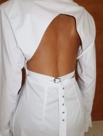 Рубашка из поплина с открытой спиной, Белый