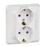 Schneider Electric Этюд Белый Розетка 2-местная с с заземляющими контактами со шторками 16А 250B скрытая установка новый дизайн PC16-108B