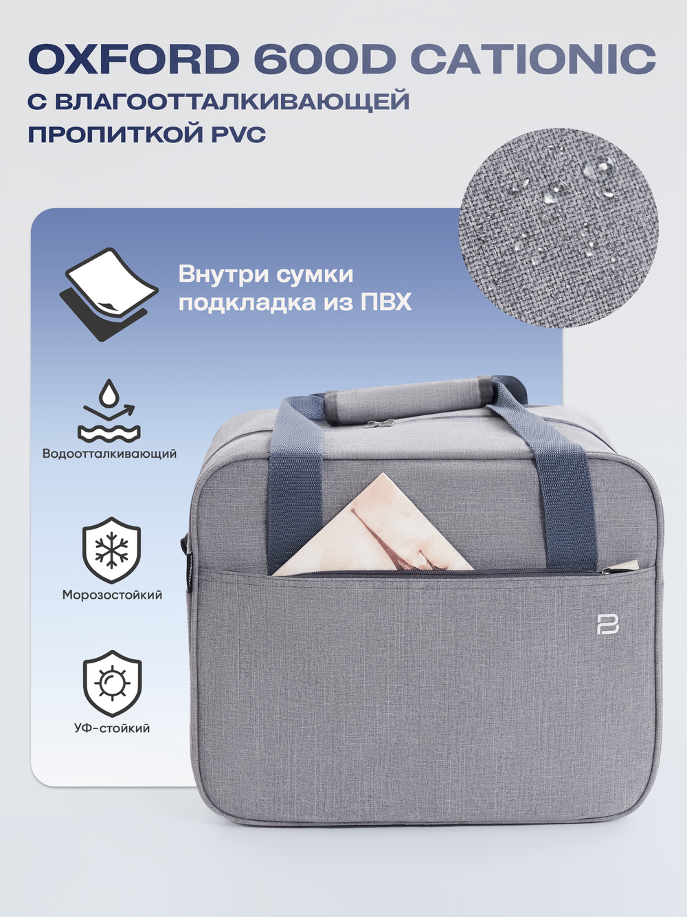 Сумка дорожная для ручной клади Pobedabags Премиум 36 х 30 х 27 серый