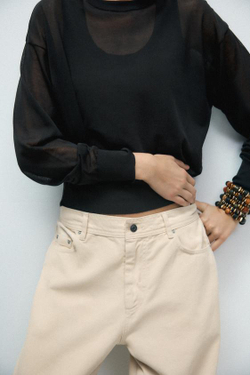 ZARA ДЖИНСЫ RELAXED FIT СО СРЕДНЕЙ ПОСАДКОЙ — LIMITED EDITION, ЭКРЮ