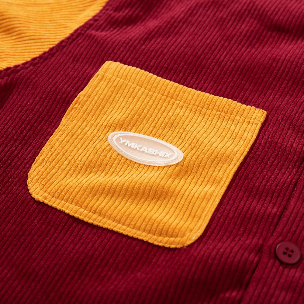 Рубашка YMKASHIX Velvet Button Det Бордовый-Горчичная