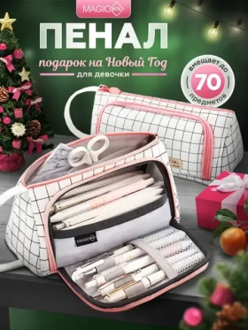 Пенал школьный подростковый в клетку