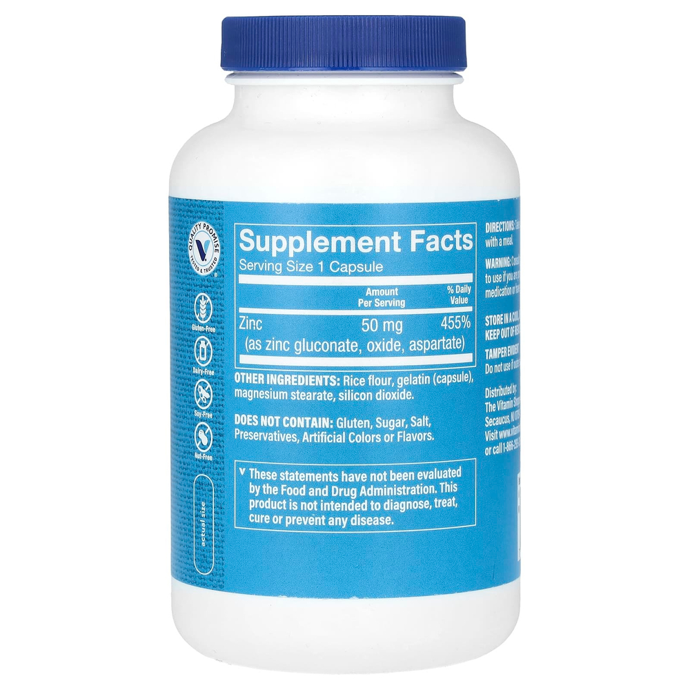 The Vitamin Shoppe, цинк, 50 мг, 300 капсул