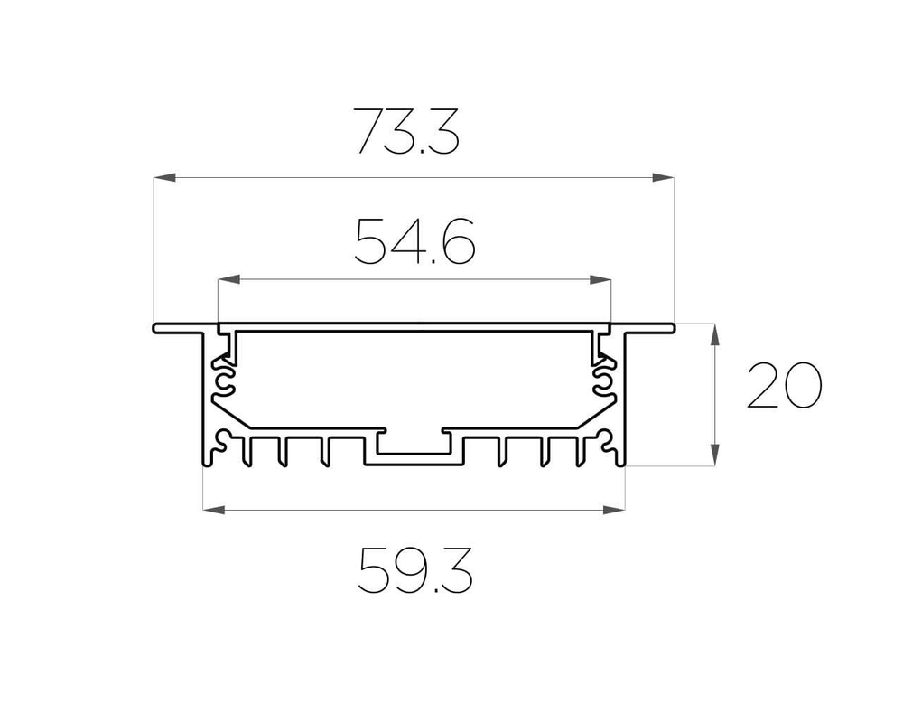 Профиль врезной алюминиевый LC-LPV-2073-2 Anod