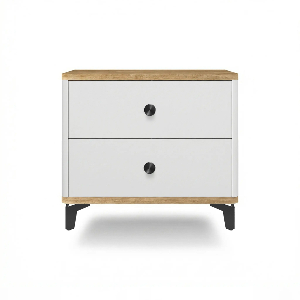 Тумба прикроватная на ножках с ящиками ROYAL 5303 эко (Дуб Кантри-Черный-р.черная)