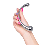 Серебристый двусторонний металлический дилдо 21см ToyFa Metal 717182-S