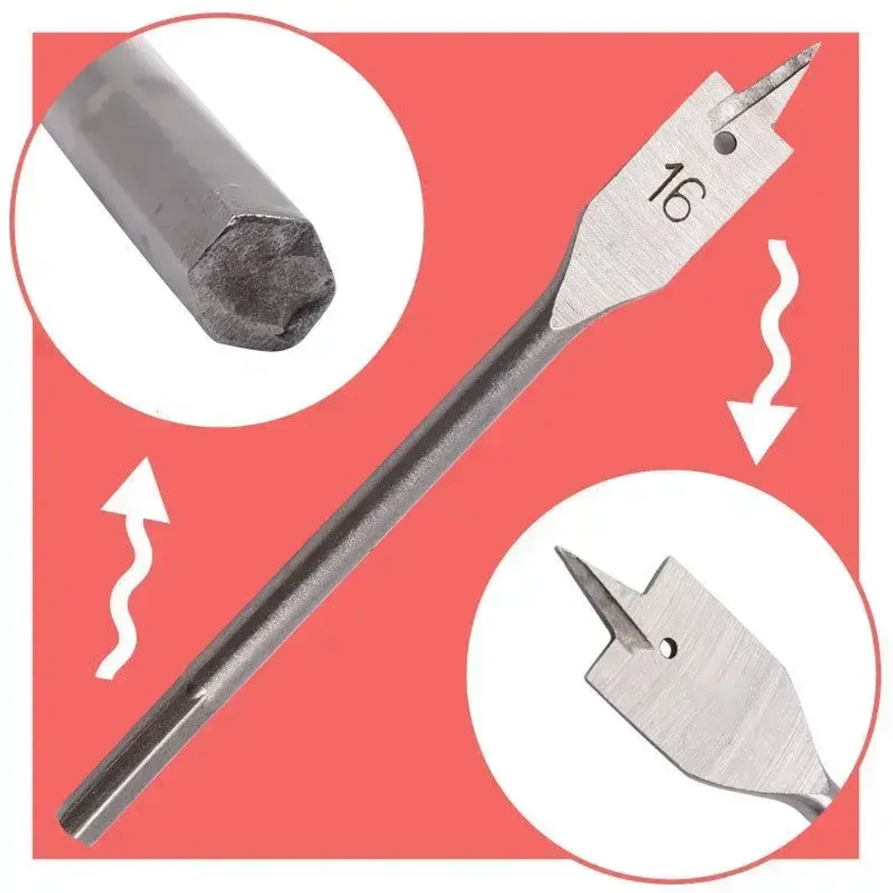 Сверла по дереву, набор перьевых сверл, перо по дереву, 6 шт, 10-25 мм