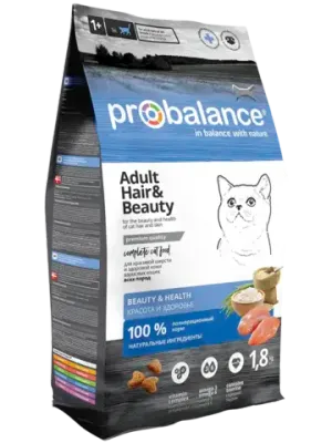 Сухой корм ProBalance Hair&Beauty для кошек, красивая шерсть и здоровая кожа