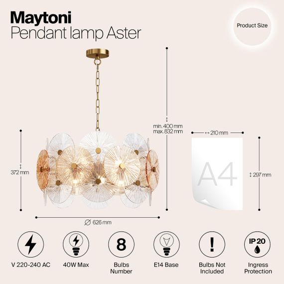 Подвесная люстра Maytoni Aster MOD007PL-08G