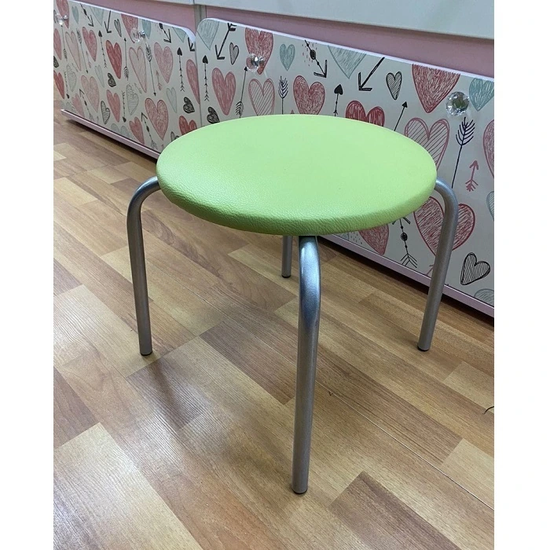 Табурет детский серый кожзам зеленый