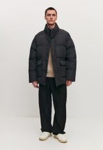 Пуховик удлиненный без капюшона | graphite