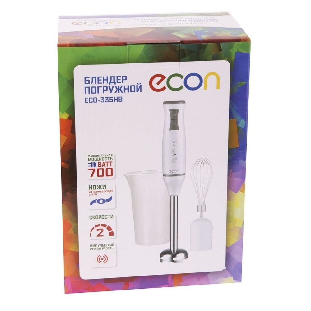 Блендер погружной 700 Вт, 2 скор, Econ, ECO-335HB, бел