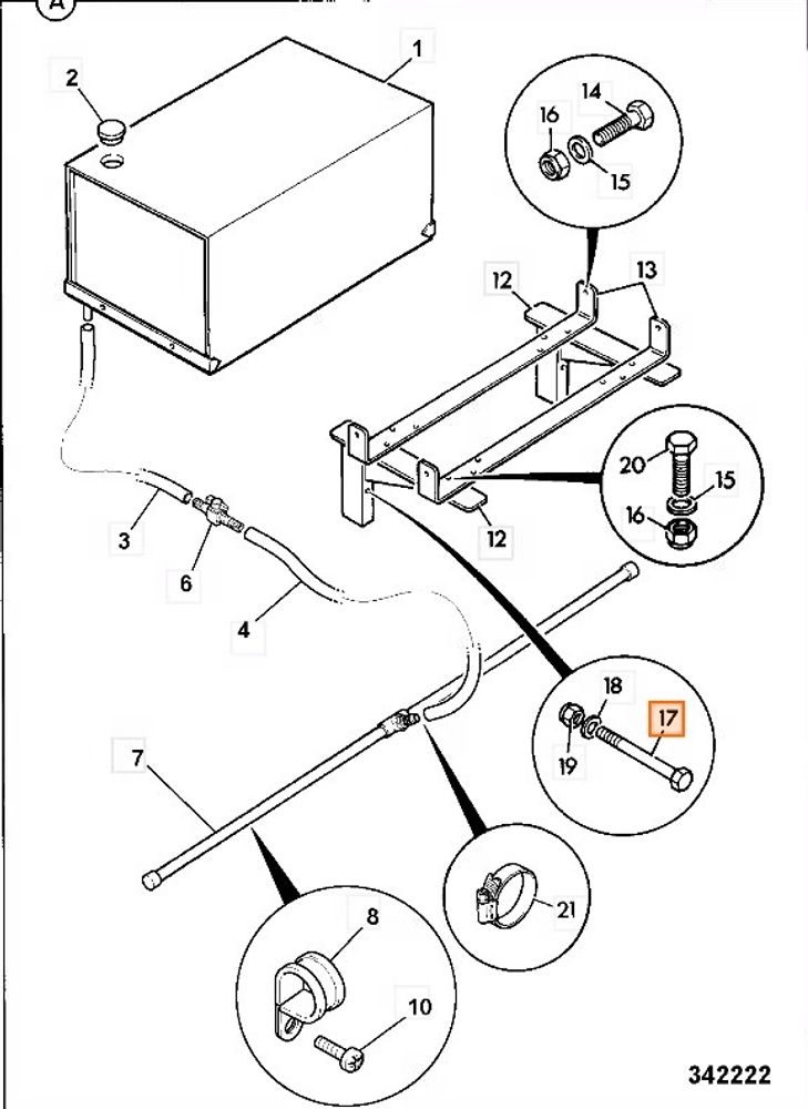 Болт с гайкой кронштейна бака для воды JCB 1315/3522Z
