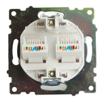 Розетка компьютерная 2-местная RJ-45 (механизм) STEKKER GLS00-7109-01 , серия Катрин, белый 50003