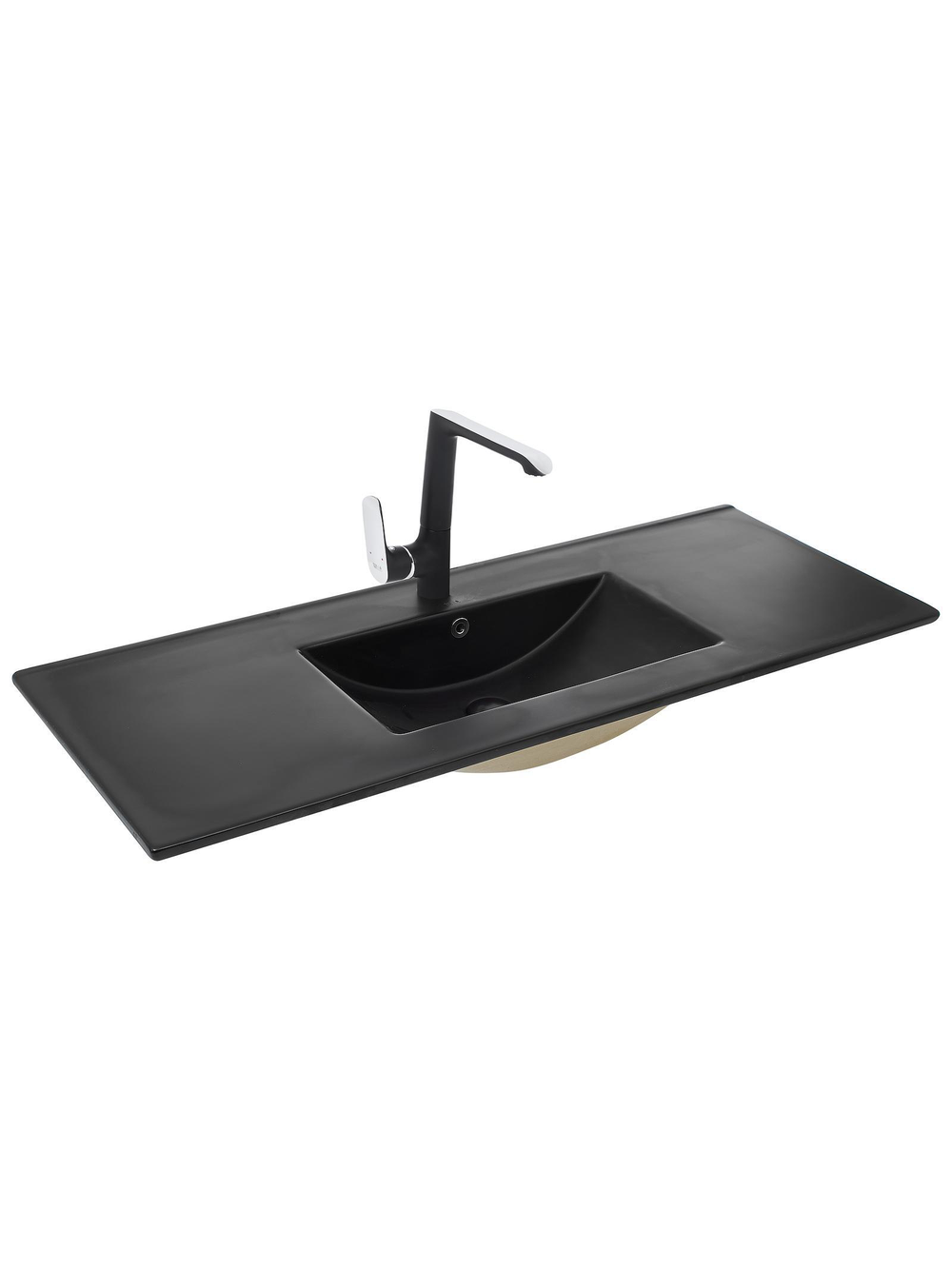 Раковина врезная (матовая черная) WeltWasser WW  DEILBACH 7506-120 MT- BL 1205х470х180