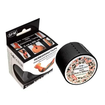 Кинезиологический тейп SFM основа 5 см 5 м чёрный