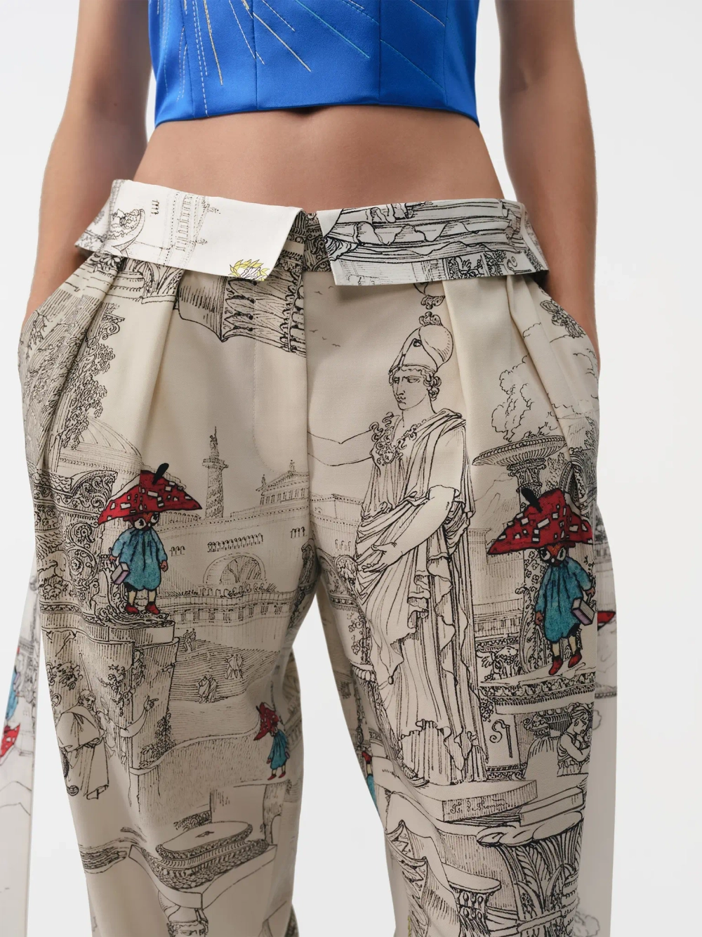 Брюки с декоративной лентой принтованные OLA OLA