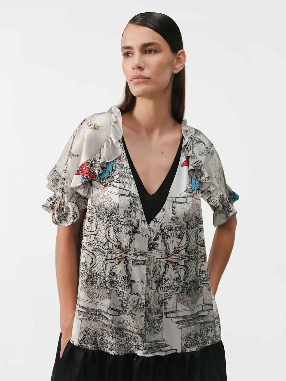 Платье многослойное принтованное OLA OLA