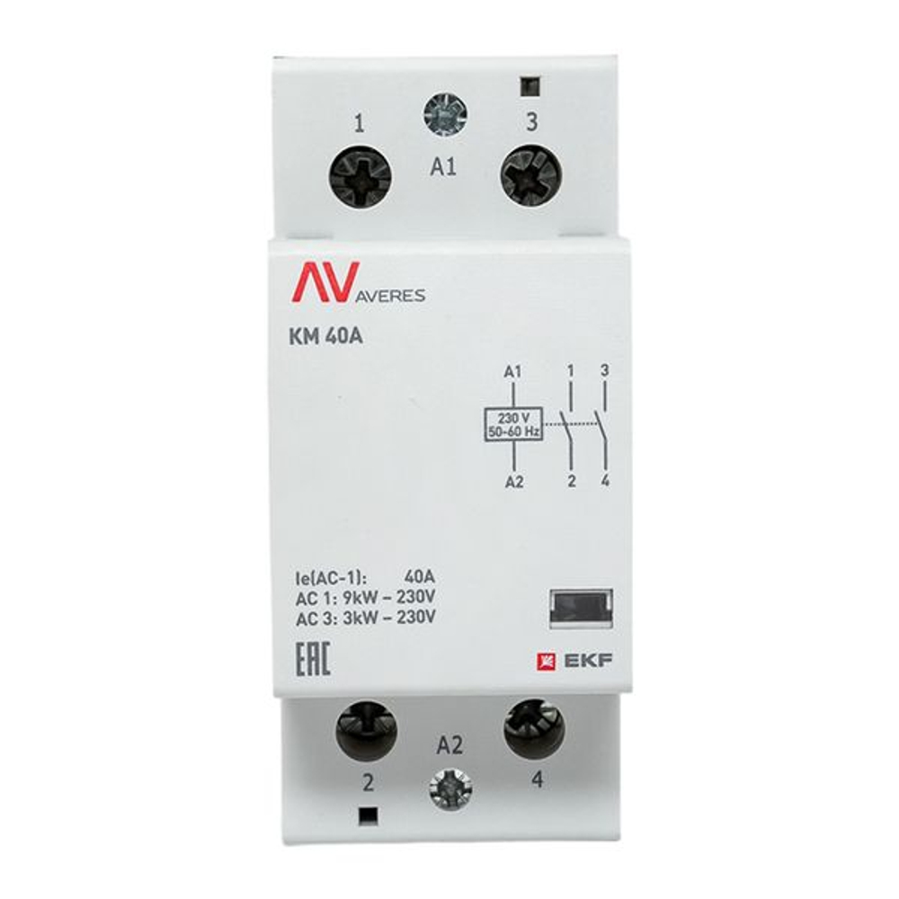 Контактор модульный КМ 40А 2NO 230В АС (2 мод.) AVERES EKF