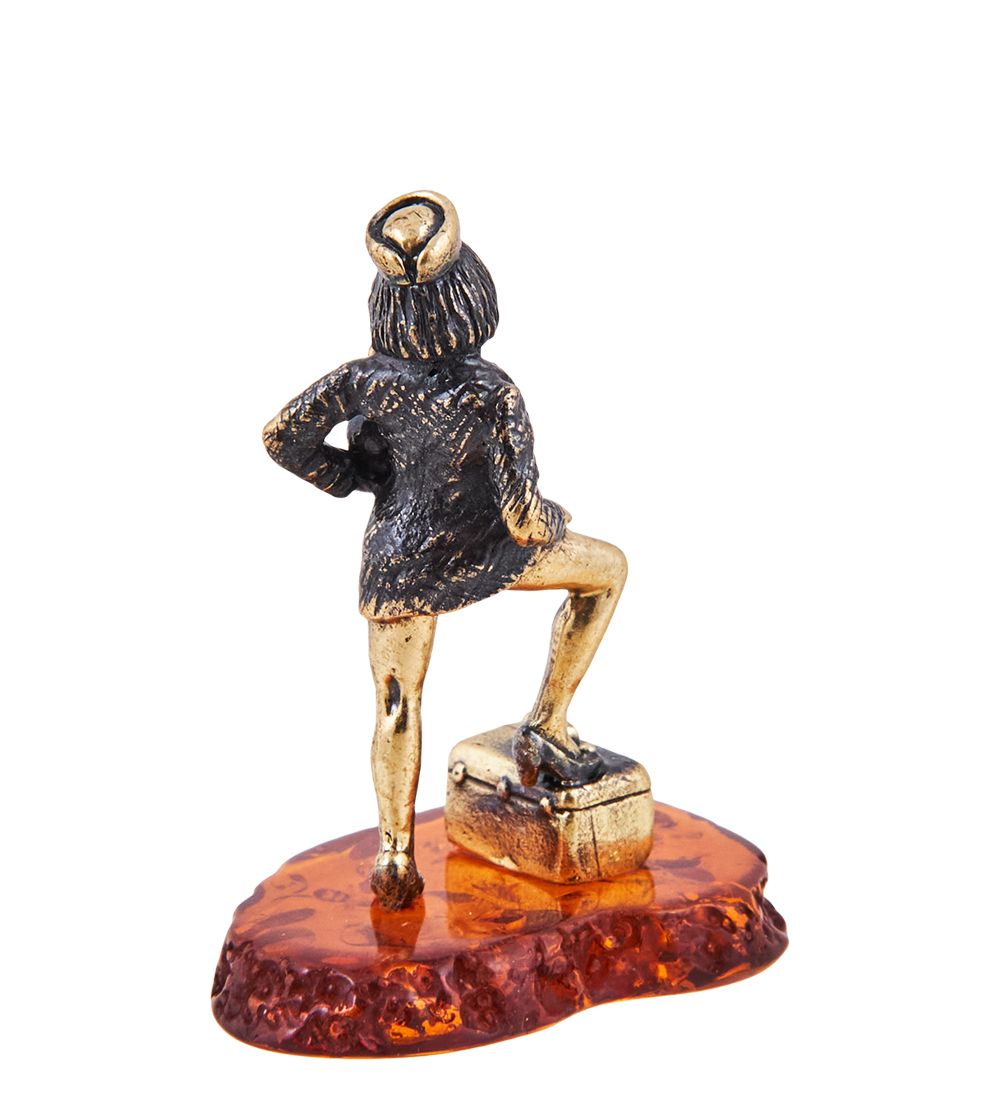 Народные промыслы AM-3699 Фигурка «Медсестра» (латунь, янтарь)