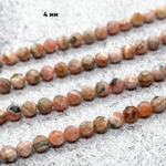 Бусины Родохрозит граненый, диаметр 4,5 мм, цена за 40-41 шт (1/2 нити)