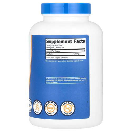 Nutricost, Пчелиная пыльца, 240 капсул (500 мг на капсулу)