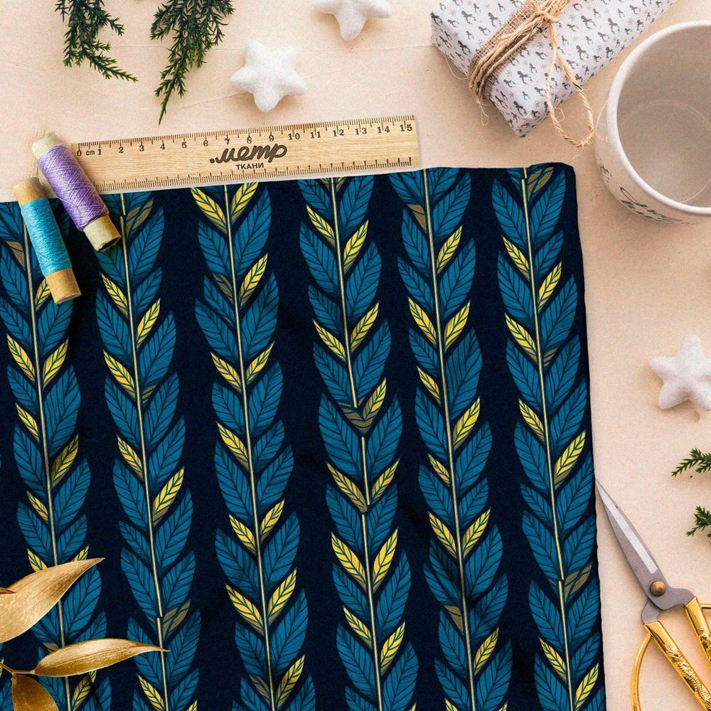 Ткань премиум мембрана экзотические колосья