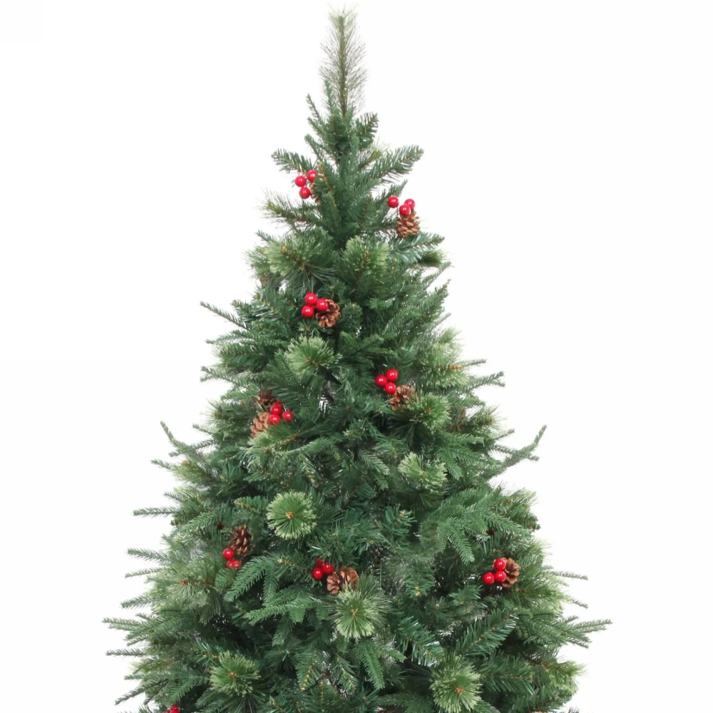 Ёлка «Царевна Зима» 150 см, ПВХ+Леска+Резина, шишки и ягоды (345 веток)