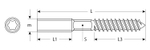 Шпилька сантехническая, шестигранник, Torx 25, М8x120мм, 600шт, оцинкованная, ЗУБР