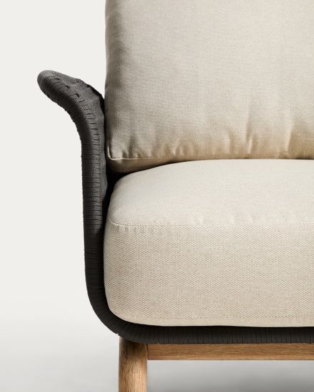 Уличное кресло Alipa из акации и веревки темно-серого цвета