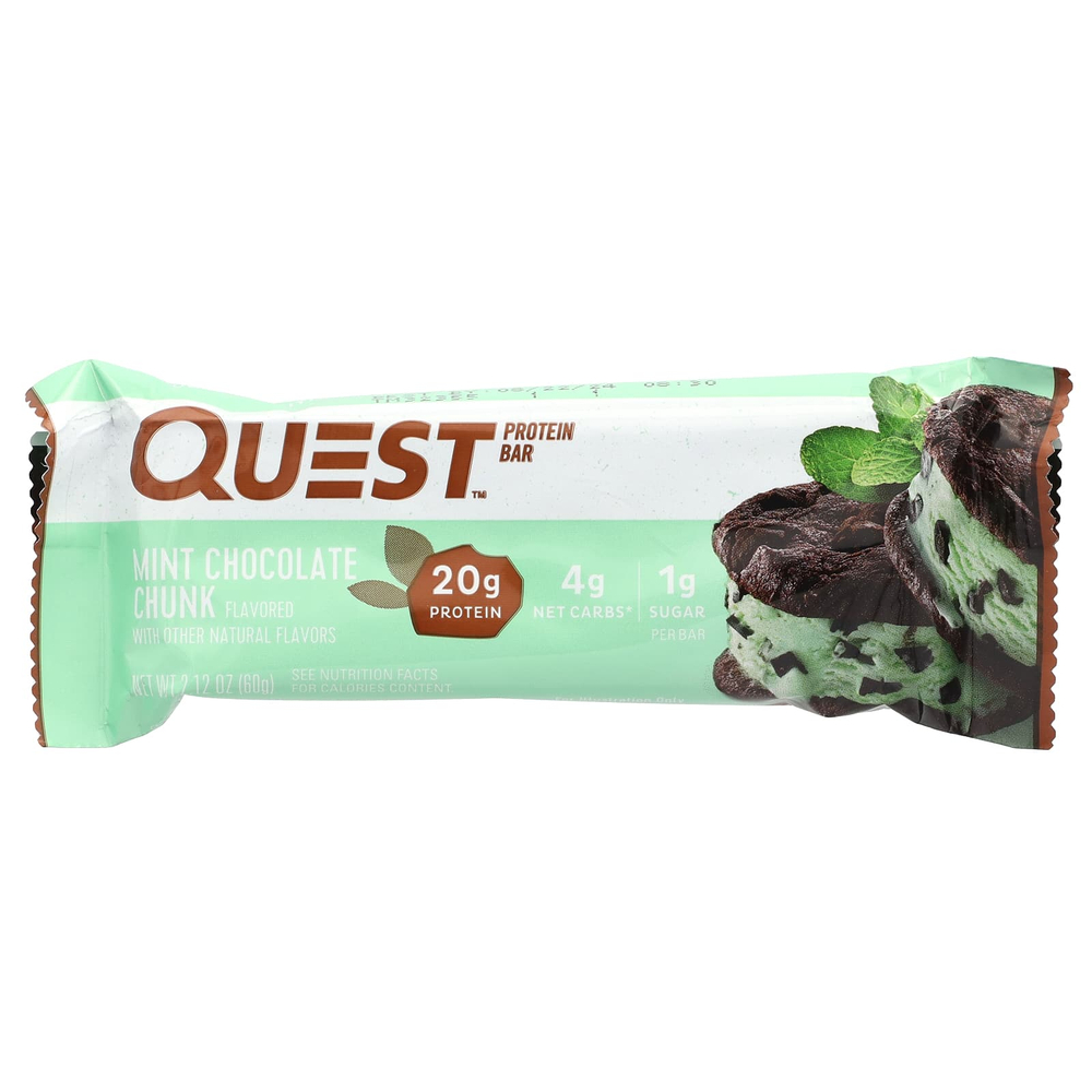 Quest Nutrition, протеиновый батончик, мята и шоколадная крошка, 4 шт. по 60 г (2,12 унции)