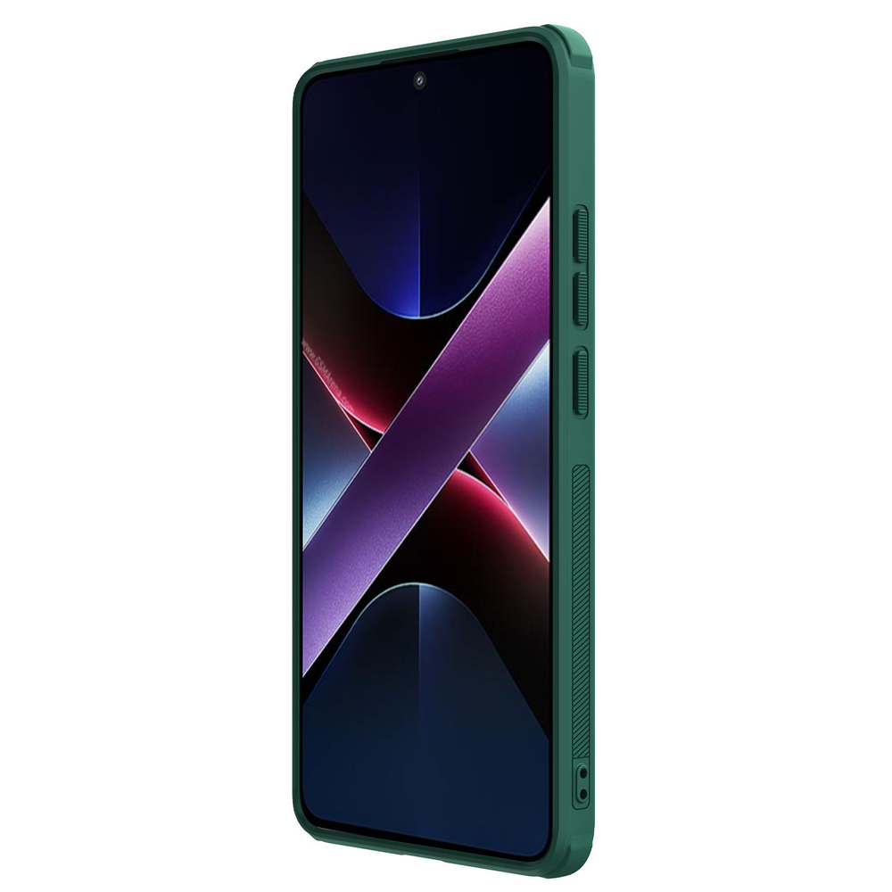 Усиленный чехол зеленого цвета (Dark Green) от Nillkin для Xiaomi Poco X7 Pro, серия Super Frosted Shield Pro