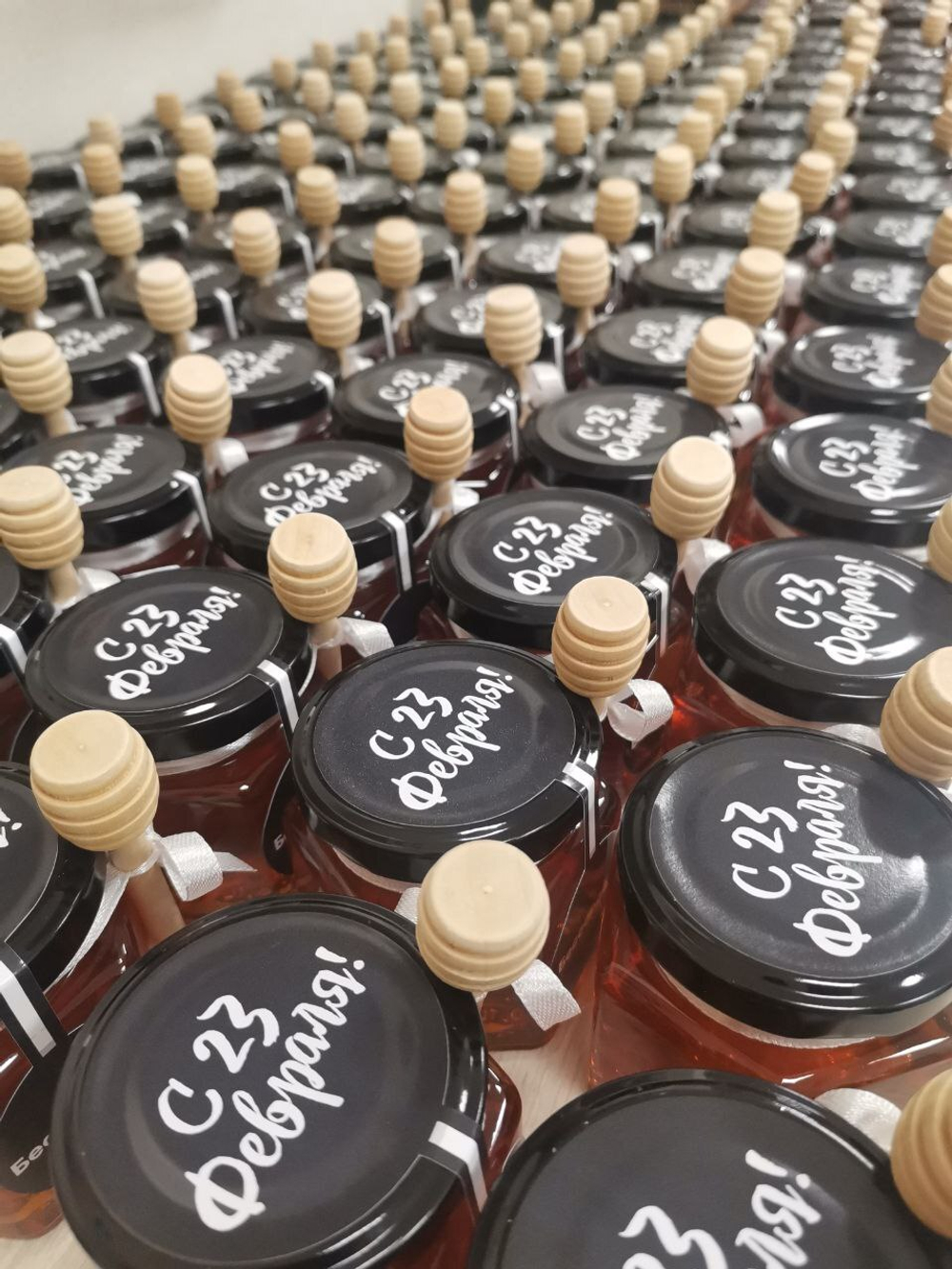 Брендированная баночка с медом и веретеном, 140 грамм