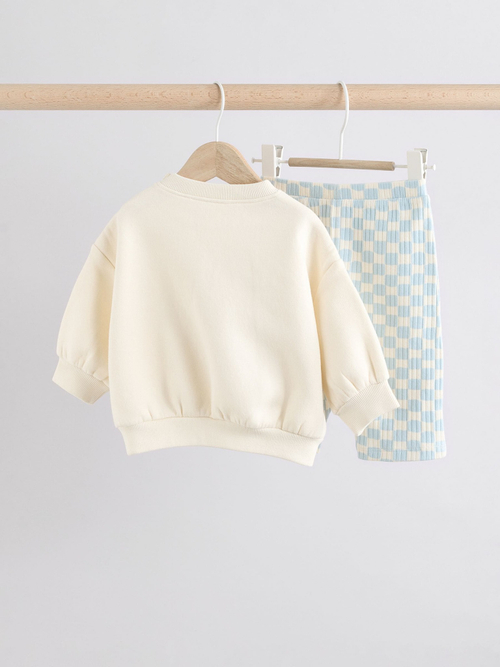 Толстовка и легинсы в комплекте для малышей Next E48-228, Молочный, Голубой