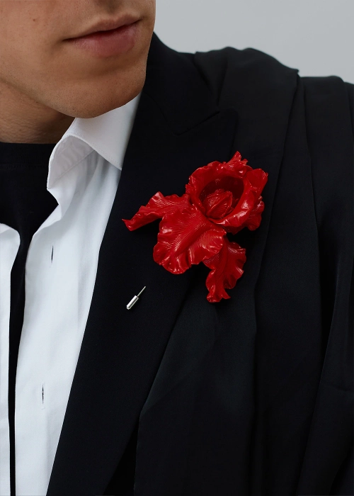 Брошь Ирис, красный
