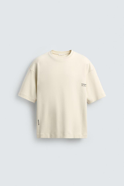 ZARA ТОЛСТОВКА ИЗ ИНТЕРЛОКА С ФОТОПРИНТОМ, БЕЖЕВЫЙ