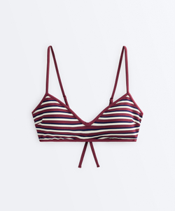 OYSHO Топ-бикини с треугольными чашечками в контрастную полоску, сливовый