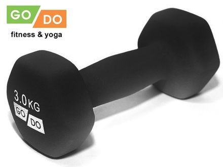 Гантель GO DO в виниловой матовой неопреновой оболочке. Вес 3 кг.  (Чёрный)
