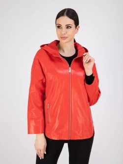 Куртка кожаная натуральная оверсайз с капюшоном
