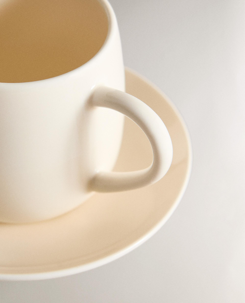 Zara Home чайная пара из каменной керамики, цвет кремовый, 9.3 см