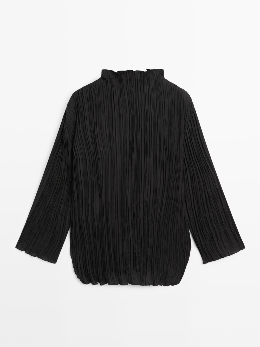 Massimo Dutti Рубашка из струящейся ткани со складками, черный