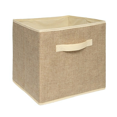 Короб-кубик для хранения "Лен", Д300 Ш300 В300, бежевый