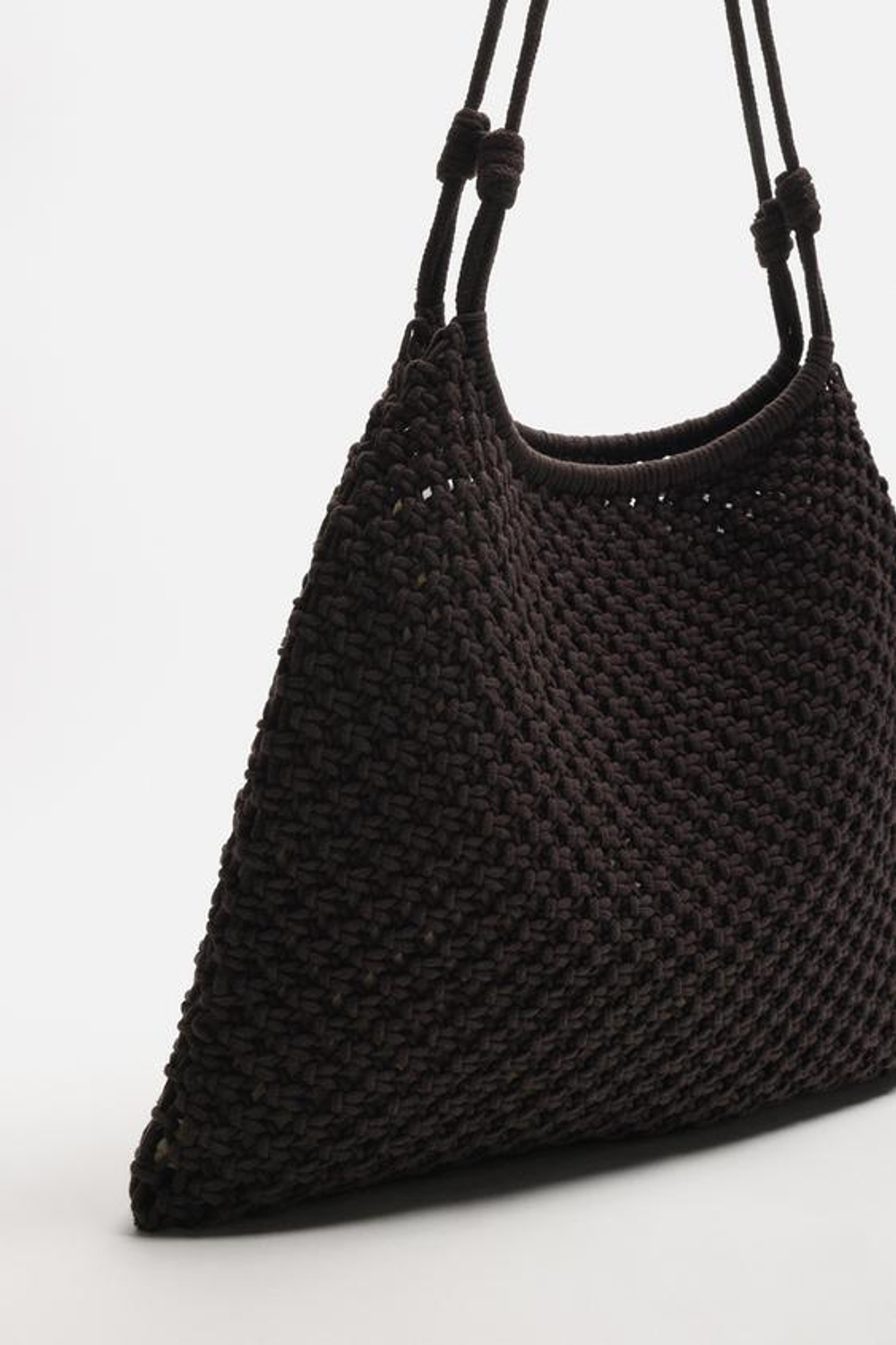 ZARA СУМКА-ШОПЕР МАКРАМЕ, КОРИЧНЕВЫЙ