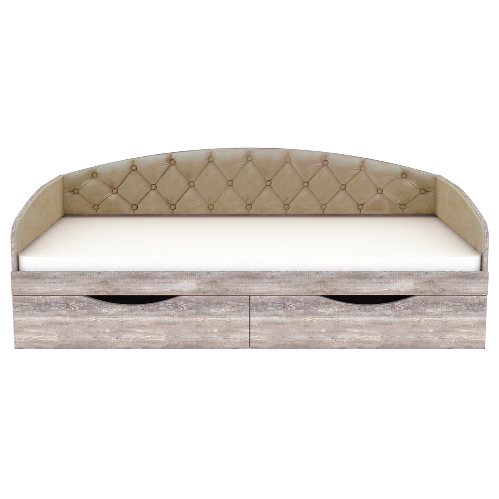 Кровать односпальная КарИВи Беллуччи с каретной стяжкой 80х190 Бетон Беж