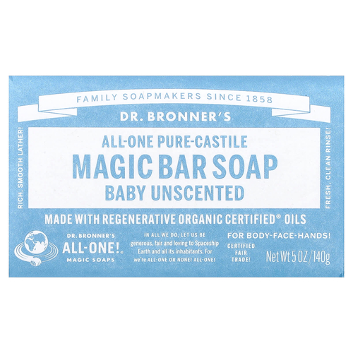 Dr. Bronner's, All-One Pure-Castile Magic кусковое мыло, детское без запаха, 140 г (5 унций)